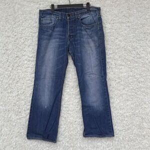 William Rast Jeans‎ Blue Denim Bootcut Leg Distressed Faded Button Fly Size 33